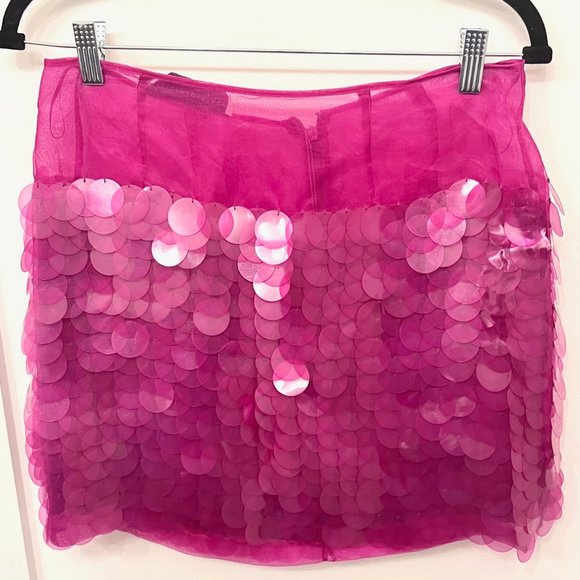 Stella McCartney Fuchsia Sparkles Huge Sequin Disco Mini Skirt, Size 42 - Picture 3 of 8